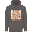 A Tired Cat Mens 80% Cotton Hoodie Charcoal