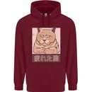 A Tired Cat Mens 80% Cotton Hoodie Maroon