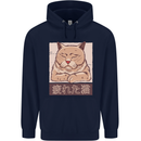 A Tired Cat Mens 80% Cotton Hoodie Navy Blue