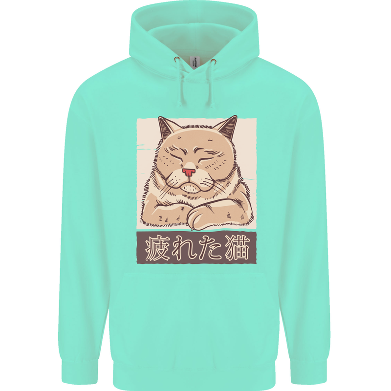 A Tired Cat Mens 80% Cotton Hoodie Peppermint