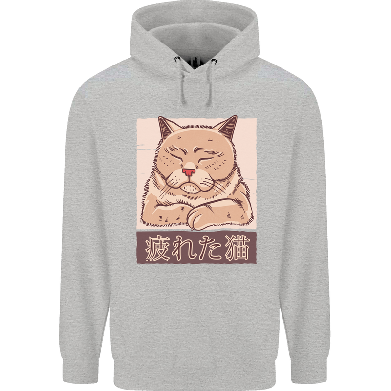 A Tired Cat Mens 80% Cotton Hoodie Sports Grey