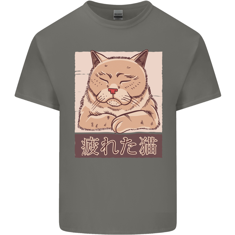 A Tired Cat Mens Cotton T-Shirt Tee Top Charcoal