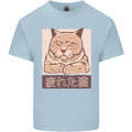 A Tired Cat Mens Cotton T-Shirt Tee Top Light Blue