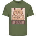 A Tired Cat Mens Cotton T-Shirt Tee Top Military Green