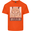 A Tired Cat Mens Cotton T-Shirt Tee Top Orange
