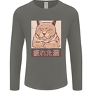 A Tired Cat Mens Long Sleeve T-Shirt Charcoal