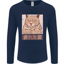 A Tired Cat Mens Long Sleeve T-Shirt Navy Blue