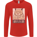 A Tired Cat Mens Long Sleeve T-Shirt Red