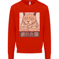 A Tired Cat Mens Sweatshirt Jumper Bright Red