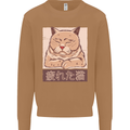 A Tired Cat Mens Sweatshirt Jumper Caramel Latte