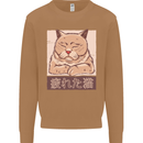 A Tired Cat Mens Sweatshirt Jumper Caramel Latte