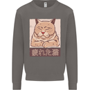 A Tired Cat Mens Sweatshirt Jumper Charcoal