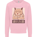 A Tired Cat Mens Sweatshirt Jumper Light Pink
