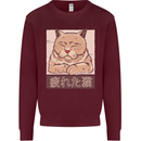 A Tired Cat Mens Sweatshirt Jumper Maroon