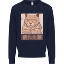 A Tired Cat Mens Sweatshirt Jumper Navy Blue