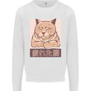 A Tired Cat Mens Sweatshirt Jumper White