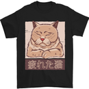 A Tired Cat Mens T-Shirt 100% Cotton Black