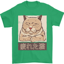 A Tired Cat Mens T-Shirt 100% Cotton Irish Green