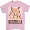A Tired Cat Mens T-Shirt 100% Cotton Light Pink