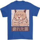 A Tired Cat Mens T-Shirt 100% Cotton Royal Blue