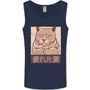 A Tired Cat Mens Vest Tank Top Navy Blue