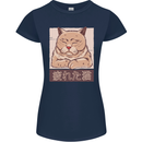 A Tired Cat Womens Petite Cut T-Shirt Navy Blue
