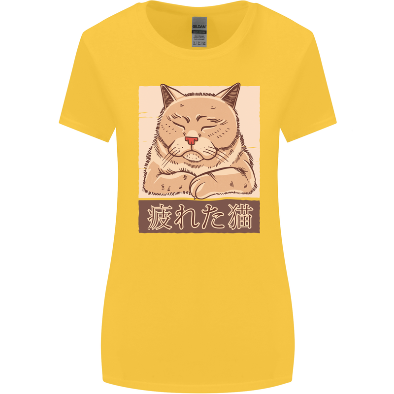 A Tired Cat Womens Wider Cut T-Shirt Yellow