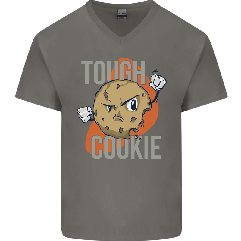 A Tough Cookie Funny MMA Mixed Martial Arts Mens V-Neck Cotton T-Shirt Charcoal