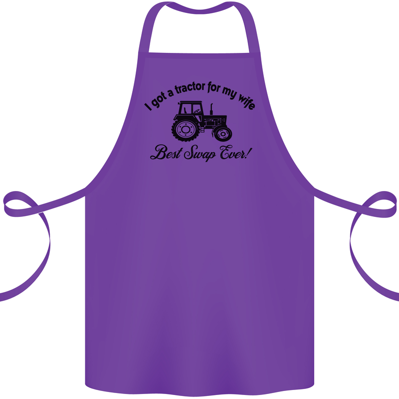 A Tractor for My Wife Funny Farming Farmer Cotton Apron 100% Organic Purple