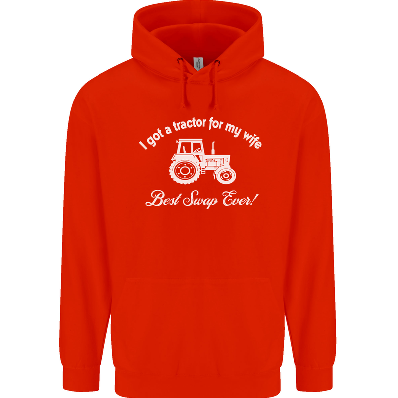 A Tractor for My Wife Funny Farming Farmer Mens 80% Cotton Hoodie Bright Red