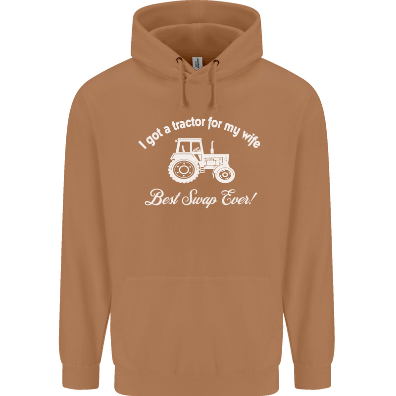 A Tractor for My Wife Funny Farming Farmer Mens 80% Cotton Hoodie Caramel Latte