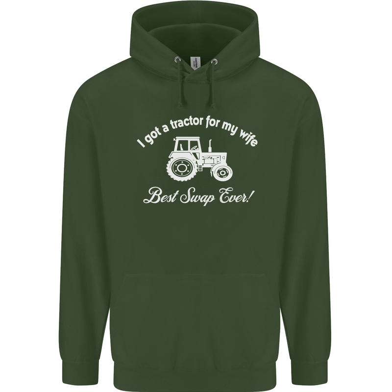 A Tractor for My Wife Funny Farming Farmer Mens 80% Cotton Hoodie Forest Green