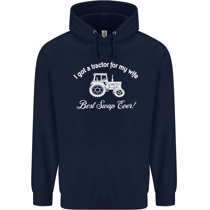 A Tractor for My Wife Funny Farming Farmer Mens 80% Cotton Hoodie Navy Blue