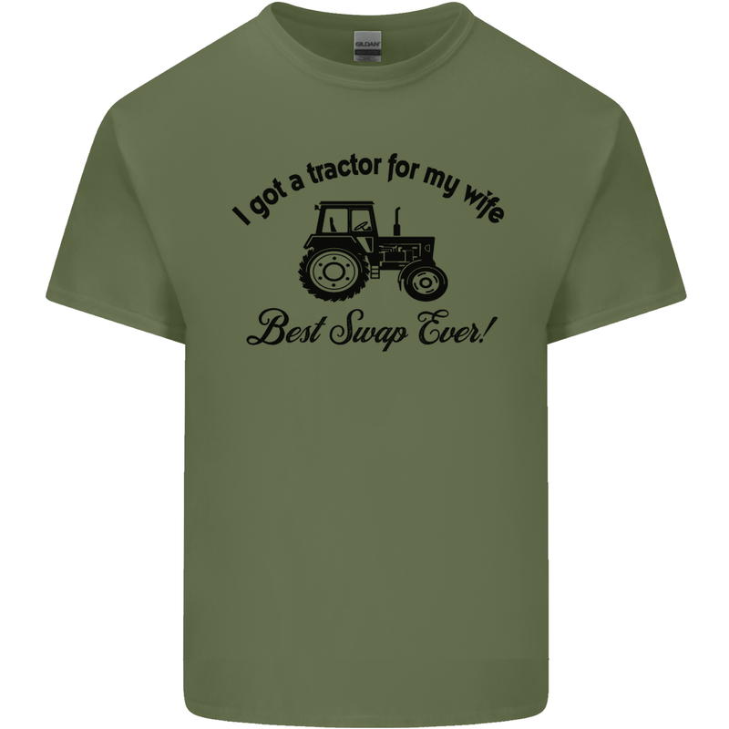 A Tractor for My Wife Funny Farming Farmer Mens Cotton T-Shirt Tee Top Military Green