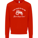 A Tractor for My Wife Funny Farming Farmer Mens Sweatshirt Jumper Bright Red