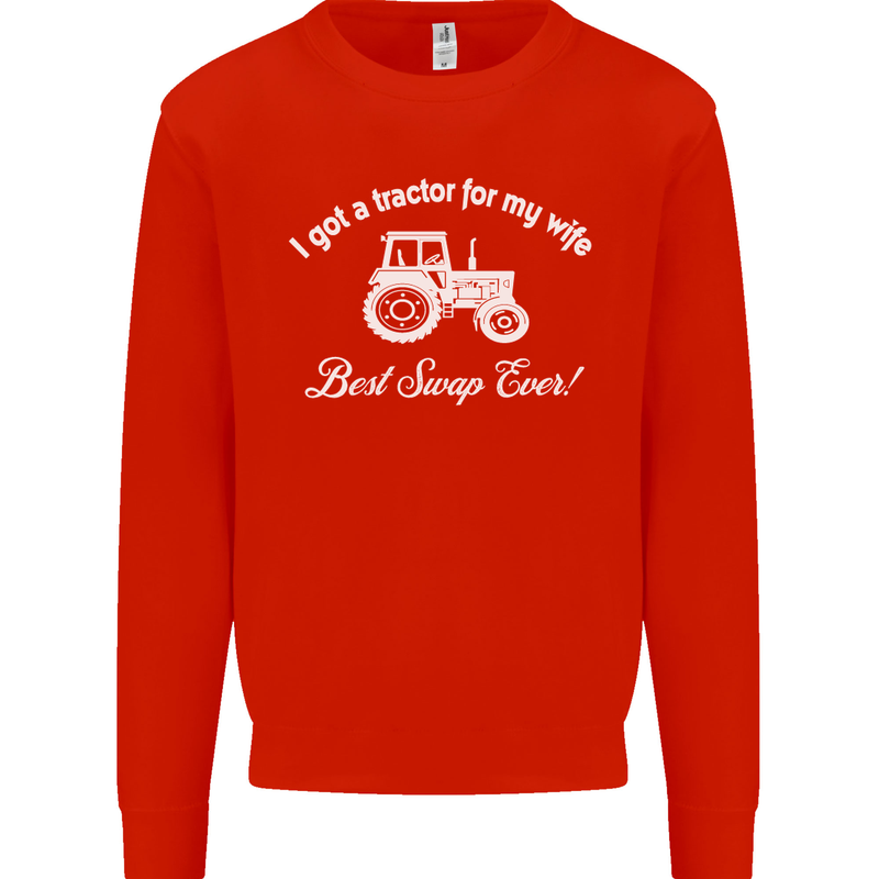 A Tractor for My Wife Funny Farming Farmer Mens Sweatshirt Jumper Bright Red