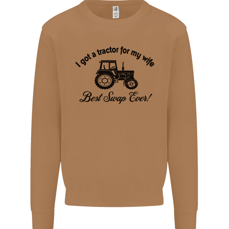 A Tractor for My Wife Funny Farming Farmer Mens Sweatshirt Jumper Caramel Latte
