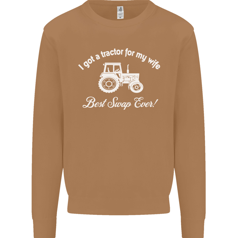 A Tractor for My Wife Funny Farming Farmer Mens Sweatshirt Jumper Caramel Latte