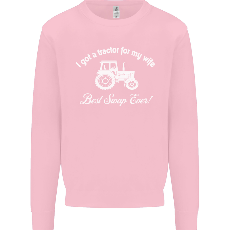 A Tractor for My Wife Funny Farming Farmer Mens Sweatshirt Jumper Light Pink