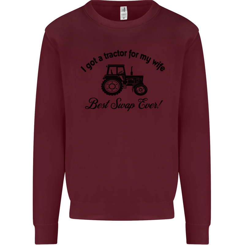 A Tractor for My Wife Funny Farming Farmer Mens Sweatshirt Jumper Maroon