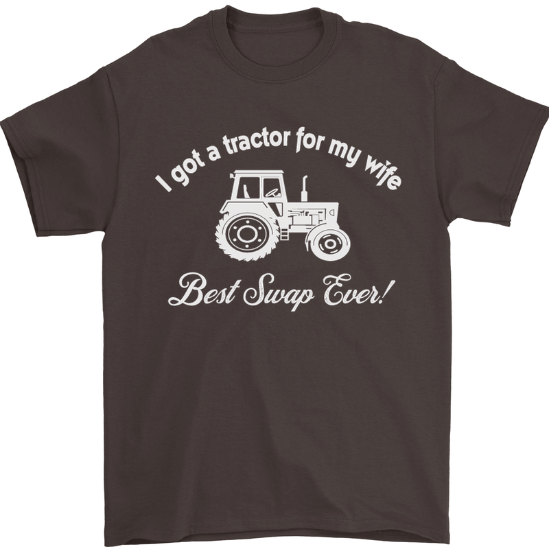 A Tractor for My Wife Funny Farming Farmer Mens T-Shirt Cotton Gildan Dark Chocolate