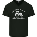 A Tractor for My Wife Funny Farming Farmer Mens V-Neck Cotton T-Shirt Black