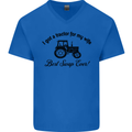 A Tractor for My Wife Funny Farming Farmer Mens V-Neck Cotton T-Shirt Royal Blue