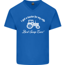 A Tractor for My Wife Funny Farming Farmer Mens V-Neck Cotton T-Shirt Royal Blue