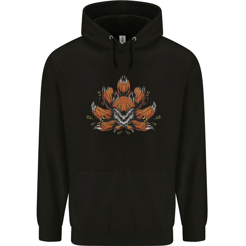 A Trippy Fox With Seven Tails Childrens Kids Hoodie Black
