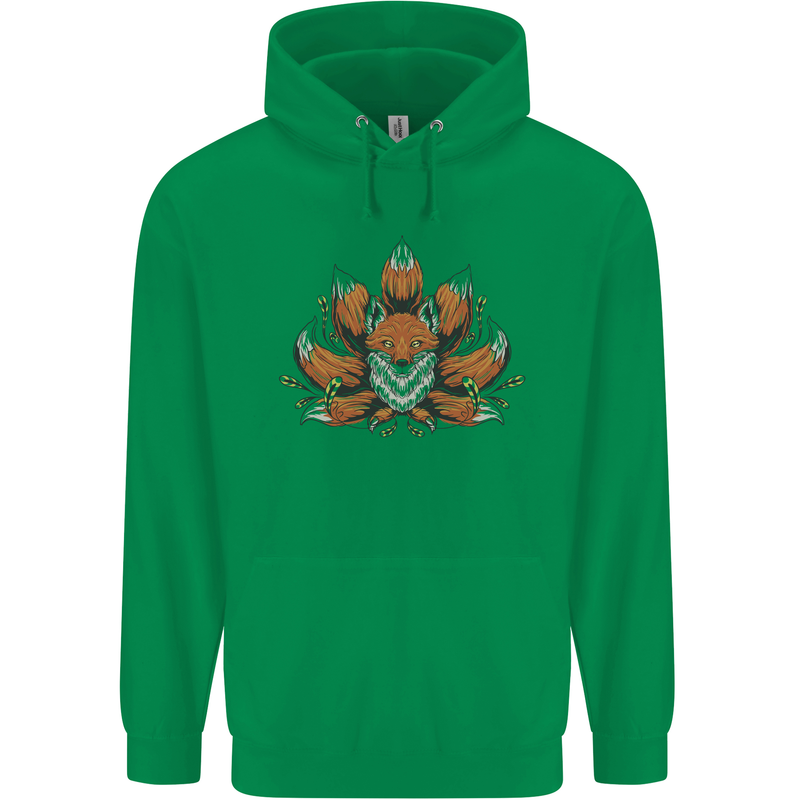 A Trippy Fox With Seven Tails Childrens Kids Hoodie Irish Green
