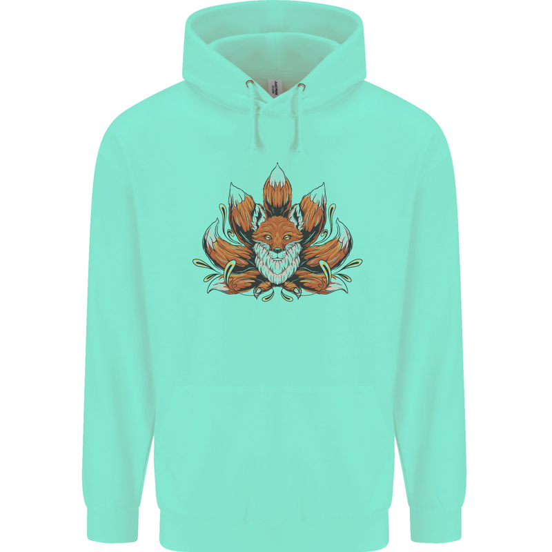 A Trippy Fox With Seven Tails Childrens Kids Hoodie Peppermint