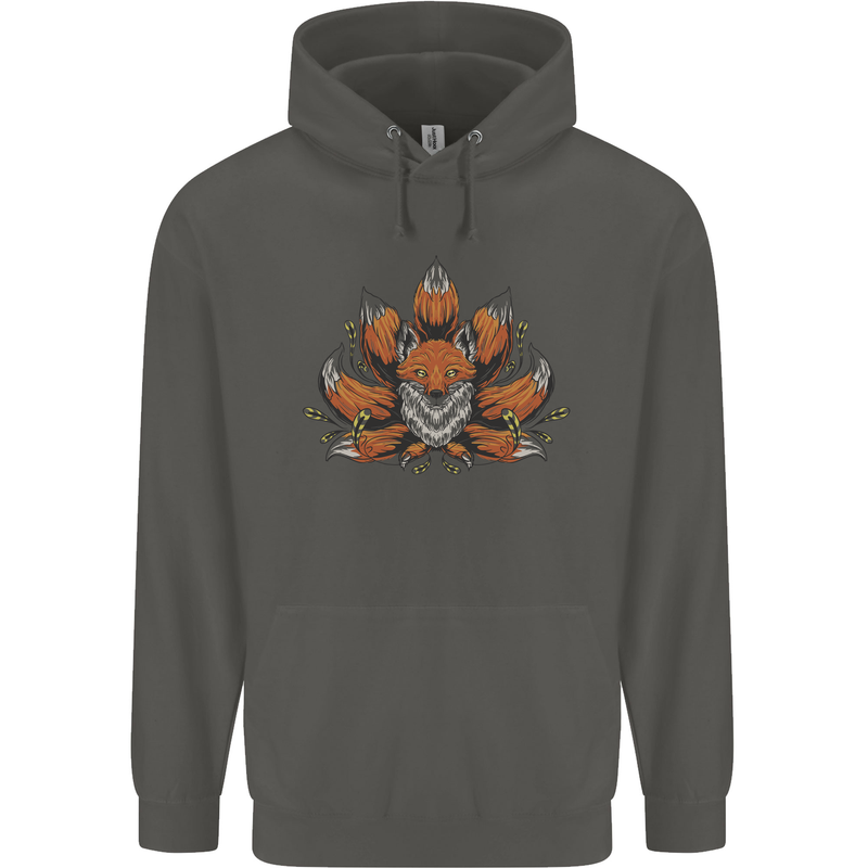 A Trippy Fox With Seven Tails Childrens Kids Hoodie Storm Grey
