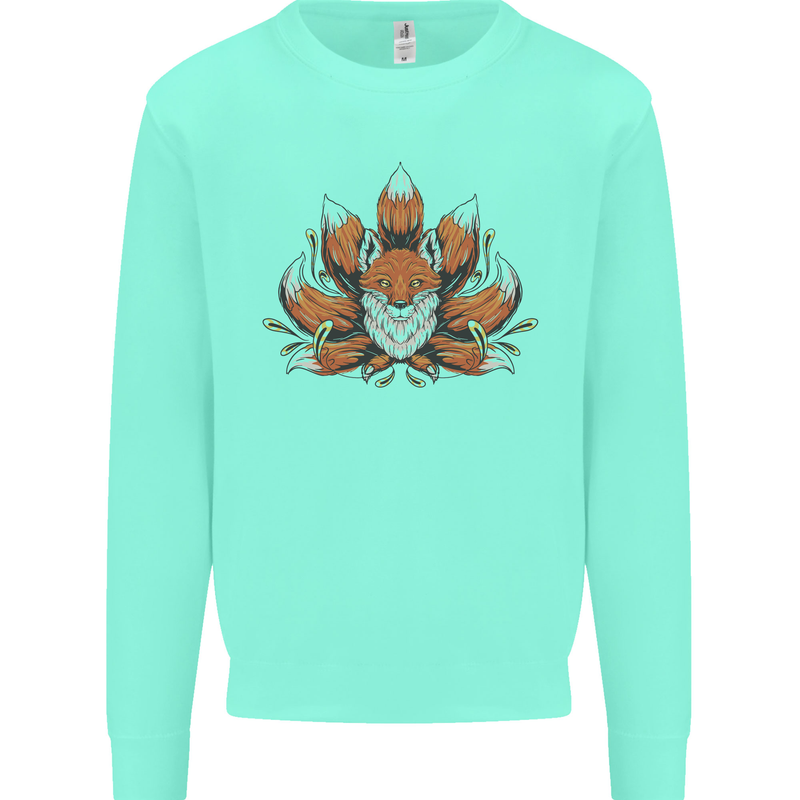 A Trippy Fox With Seven Tails Kids Sweatshirt Jumper Peppermint
