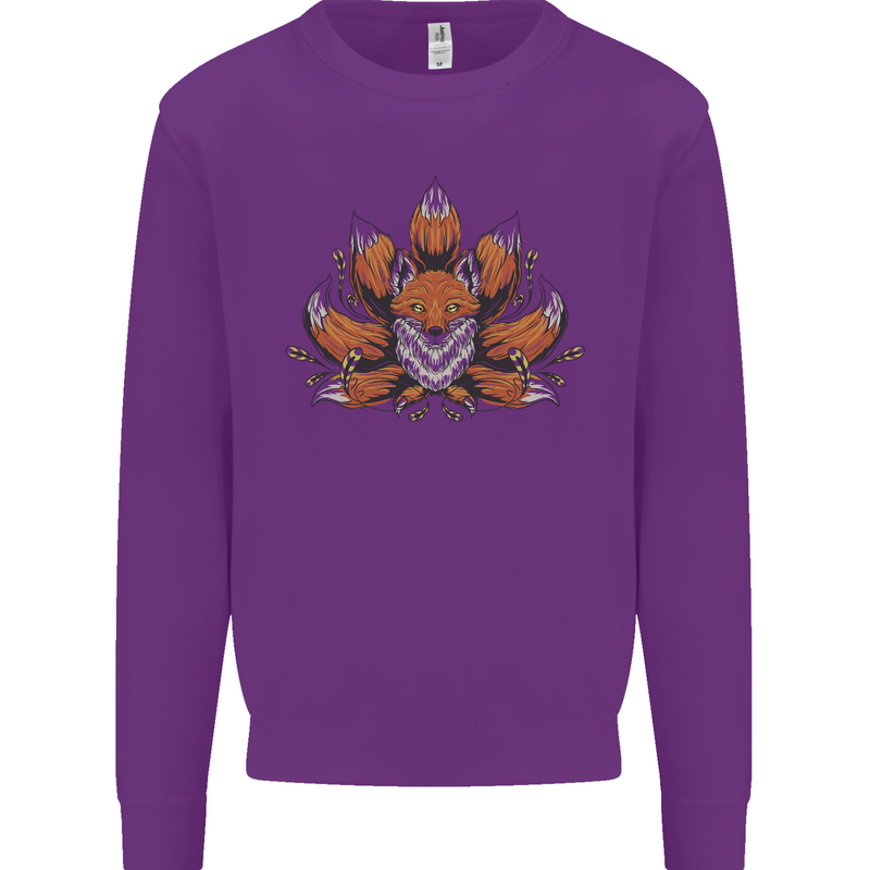 A Trippy Fox With Seven Tails Kids Sweatshirt Jumper Purple